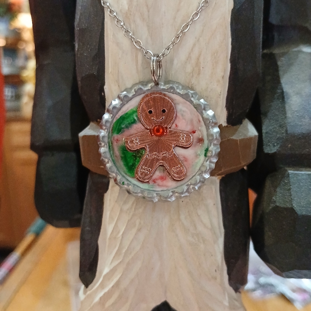 Whimsical Gingerbread Pendant Necklace